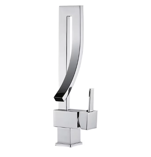 Rectangular Modern Creative Waterfall Bathroom Sink Faucet Single Lever Handle Matt Black Art Ceramic Valve Core Touchless