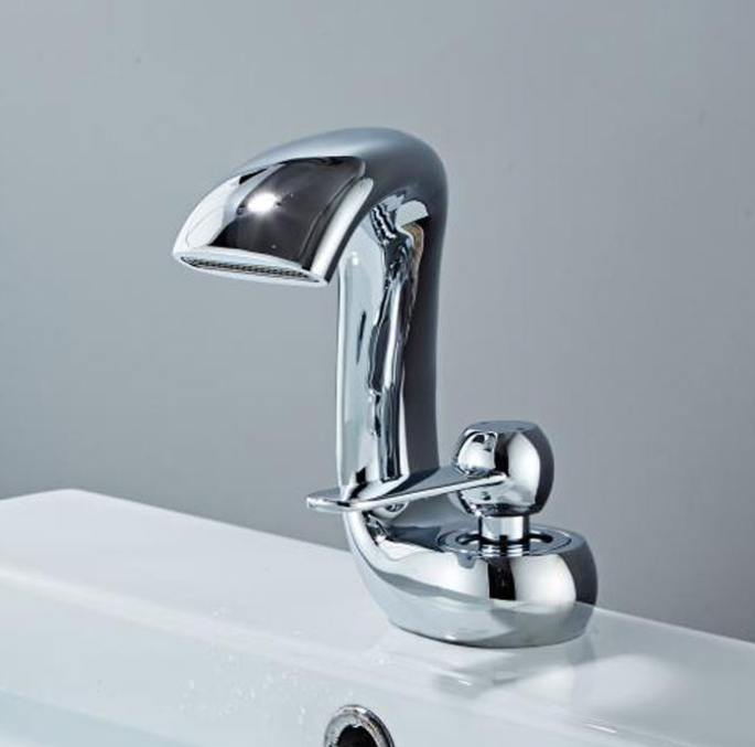 Single-hole Creative Waterfall-style Lucky Cat Faucet Cold and Hot Bathroom Basin Bathroom Cabinet Basin Faucet Splash-proof
