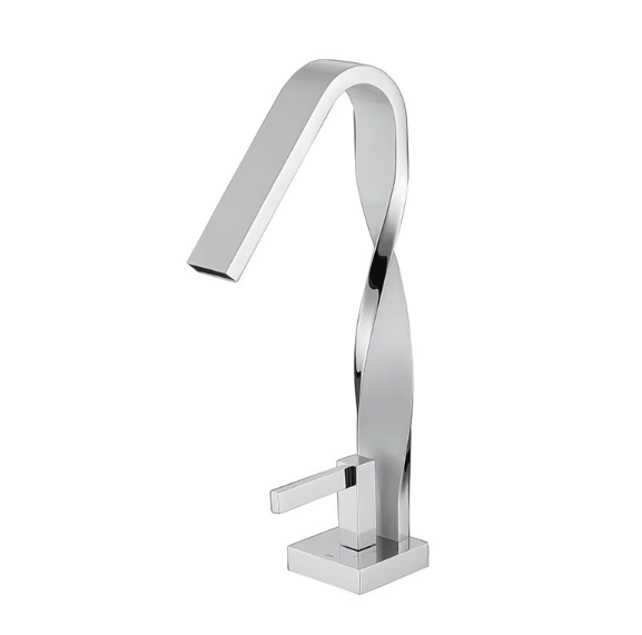 All Copper Basin Faucet Modern Single Hole Design with Creative Twist Flat Tube Cold and Hot Water Supply for Bathroom