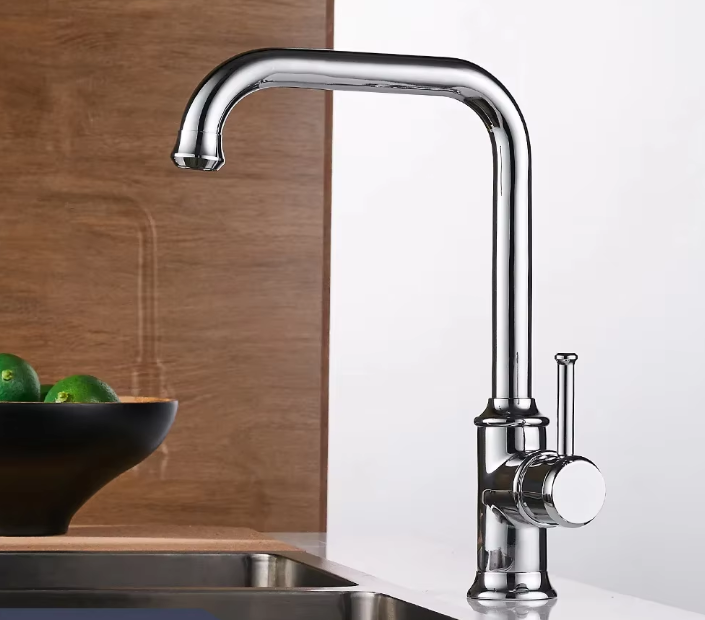 Antique Gold Kitchen Faucet Hot Cold Water Mixer Crane Deck Mounted Single Hole Kitchen 360 Rotation Mixer Tap
