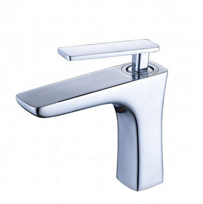 Modern Copper Chrome Square Deck Mount Single Handle Brass Bathroom Wash Basin Faucet Hot Cold Water Mixer Tap