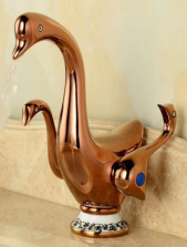 Luxury Deck Mounted Brass Material Chrome Gold Rose Colors of Duck Shape Artistic Modern Mixer