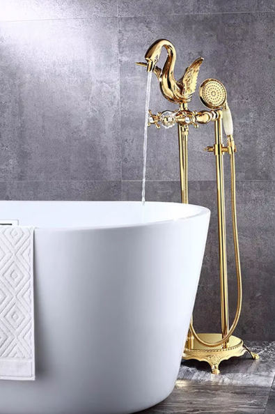Luxury Animal Style Floor Free Standing Bathtub Faucet Shower Taps for Hotel