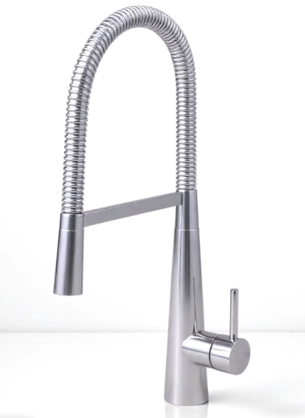 Electroplated Silver Kitchen Faucet Hot and Cold mixer 360 Rotation Spring Pull Down Stainless Steel Kitchen Taps