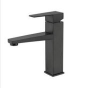 Modern Square Single Handle Stainless Steel Matte Black Bathroom Faucet Hot and Cold Water Basin Mixer Tap