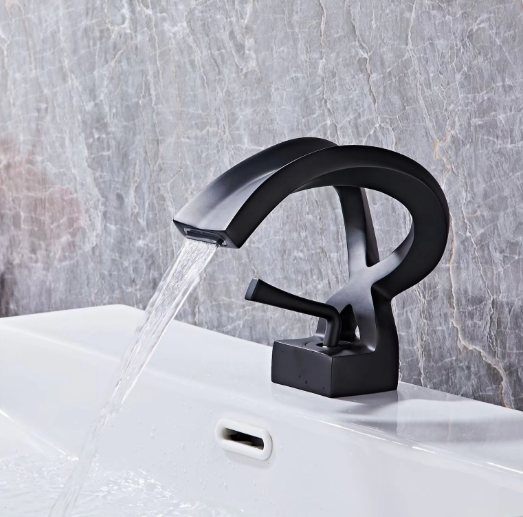 Creative Waterfall Faucet Single Handle Ceramic Brushed for Bathroom Vanity Wash Basin Household Villa School Hall