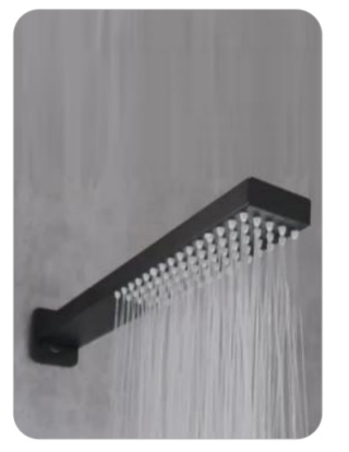 Modern Solid Concealed Matt Black Rectangle Shower Set Wall Mount Top Shower