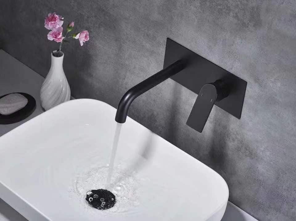 Chrome Brass in Wall Mounted Concealed Waterfall Bathroom Bathtub Spout Taps Wash Basin Mixer Faucet Tap