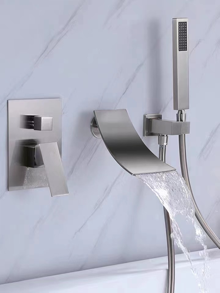 Hot Selling Modern Wall Mounted Black Brass Bathroom Rainfall & Jet Shower Set Luxury Concealed Bathtub Shower Mixer Faucets