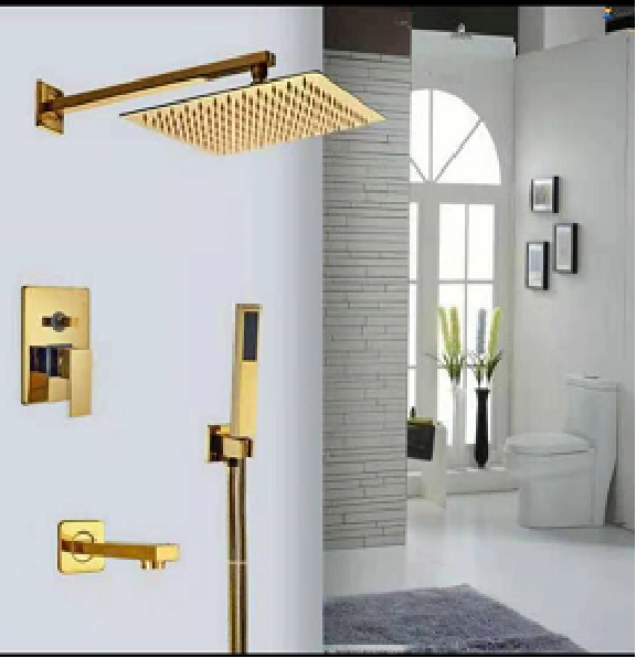 Hot Sale Wall-Mounted Concealed Bathroom Rain Shower Set Brushed Nickel Hot Cold Waterfall Shower System for Hotels 050