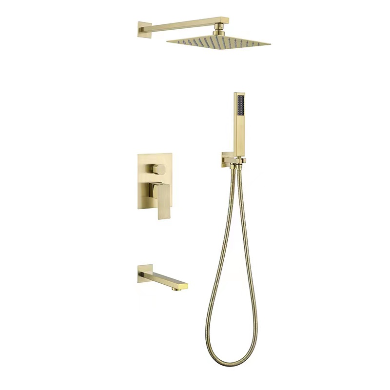 Hot Sale Wall-Mounted Concealed Bathroom Rain Shower Set Brushed Nickel Hot Cold Waterfall Shower System for Hotels 052