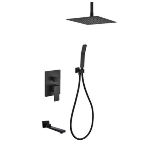 Hot Sale Wall-Mounted Concealed Bathroom Rain Shower Set Brushed Nickel Hot Cold Waterfall Shower System for Hotels 056