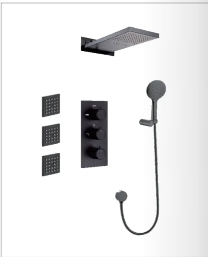 Hot Sale Wall-Mounted Concealed Bathroom Rain Shower Set Brushed Nickel Hot Cold Waterfall Shower System for Hotels 060