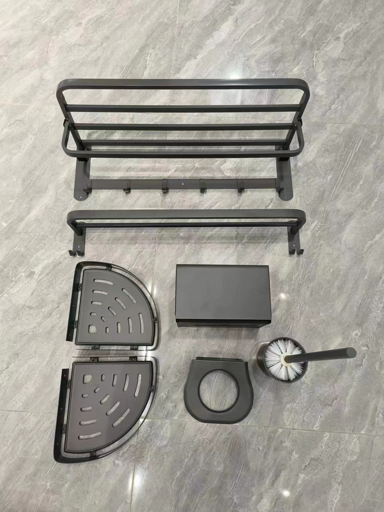Modern and Simple Wall-mounted Towel Rack & Storage Five-piece Set for Bathroom 092