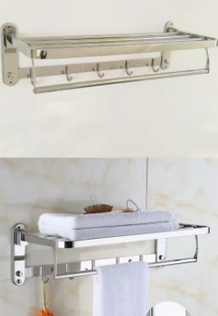 Bathroom Accessories Storage Rack Fixed Towel Shelf Heater Stainless Steel Hook Rack Traditional Design 095