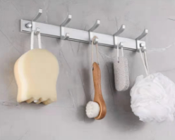 Wall Mount Robe Hook Rail for Bathroom Kitchen Coat Towel Hook