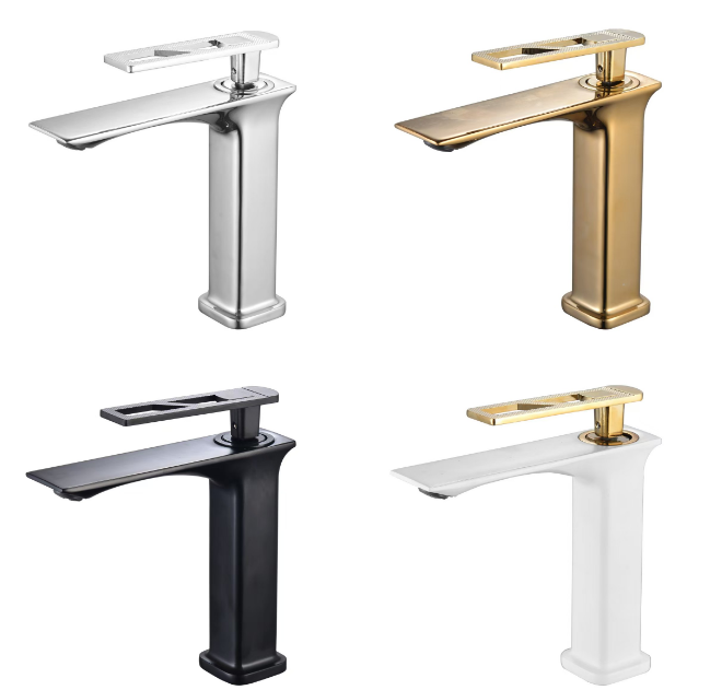 Luxury Alloy Single-Hole Deck Mounted Bathroom Basin Mixer Faucet Ceramic Valve Core Hot Cold Water Taps for Bathroom Basin