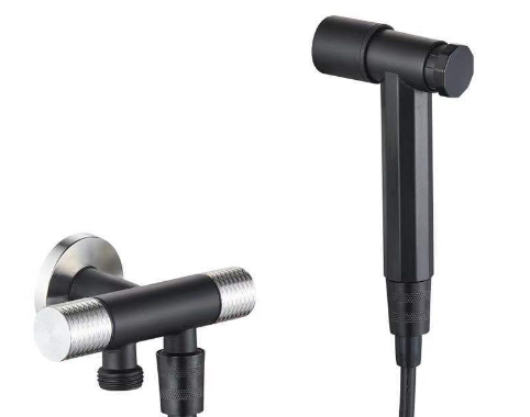 304 Stainless Steel Modern Black Wall-Mounted Bidet Sprayer Vertical Spray Anti-Slip Knob for Bathroom