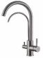 Two Handle 4-in-1 Stainless Steel Kitchen Taps Instant Boiling Water & Hot Cold Mixer Faucet Ceramic Valve Core 16