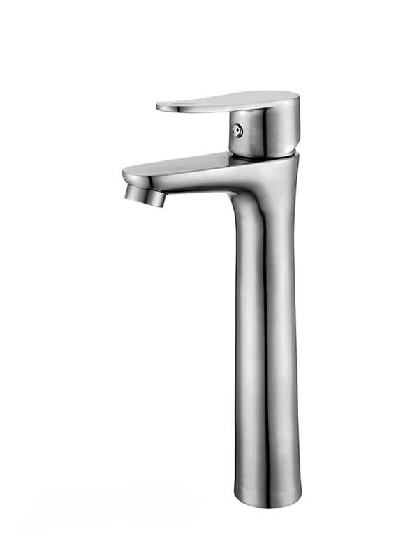 Single Handle Single Hole Ceramic Stainless Steel High Basin Faucet Hot and Cold Water Mixer Tap for Bathroom and Bedroom