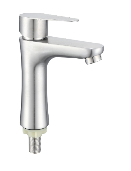 Modern Single-Hole Mounted Brass Material Brushed Single Handle Single Cold Water Only Bathroom Basin Faucet