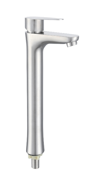 Modern Single-Hole Mounted Brass Material Brushed Single Handle 5 Year Warranty Cold Water Only Bathroom Basin Faucet 04