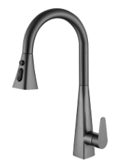 SUS304 Commercial Kitchen Faucet Deck Mounted Single Hole Pull-Down Sprayer Lead-Free Architectural Grade Ceramic Valve 07