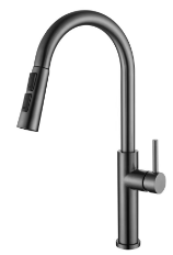 SUS304 Commercial Kitchen Faucet Deck Mounted Single Hole Pull-Down Sprayer Lead-Free Architectural Grade Ceramic Valve 08