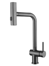 SUS304 Commercial Kitchen Faucet Deck Mounted Single Hole Pull-Down Sprayer Lead-Free Architectural Grade Ceramic Valve 13