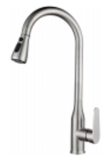 SUS304 Commercial Kitchen Faucet Deck Mounted Single Hole Pull-Down Sprayer Lead-Free Architectural Grade Ceramic Valve 17