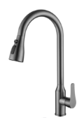 SUS304 Commercial Kitchen Faucet Deck Mounted Single Hole Pull-Down Sprayer Lead-Free Architectural Grade Ceramic Valve 19