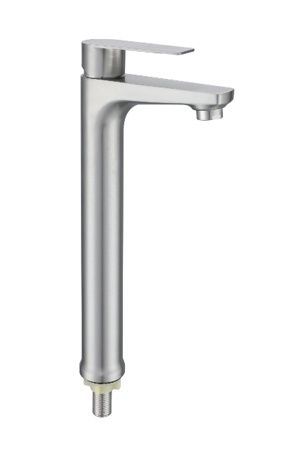 Modern Single-Hole Mounted Brass Material Brushed Single Handle 5 Year Warranty Cold Water Only Bathroom Basin Faucet 13