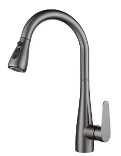 SUS304 Commercial Kitchen Faucet Deck Mounted Single Hole Pull-Down Sprayer Lead-Free Architectural Grade Ceramic Valve 21