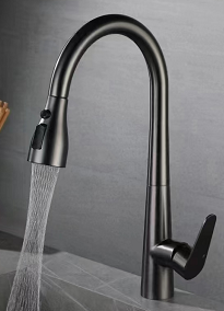 SUS304 Commercial Kitchen Faucet Deck Mounted Single Hole Pull-Down Sprayer Lead-Free Architectural Grade Ceramic Valve 23