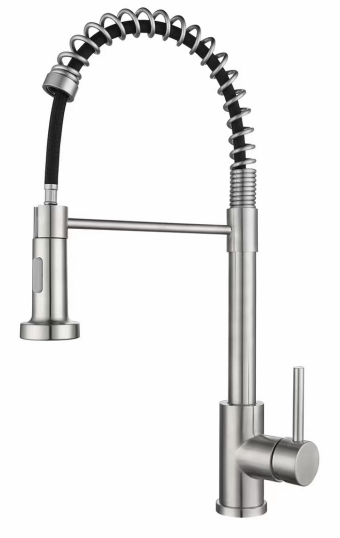 SUS304 Commercial Kitchen Faucet Deck Mounted Single Hole Pull-Down Sprayer Lead-Free Architectural Grade Ceramic Valve 31