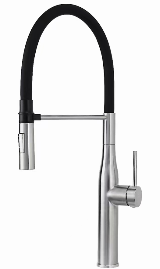 SUS304 Commercial Kitchen Faucet Deck Mounted Single Hole Pull-Down Sprayer Lead-Free Architectural Grade Ceramic Valve 38