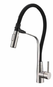 SUS304 Commercial Kitchen Faucet Deck Mounted Single Hole Pull-Down Sprayer Lead-Free Architectural Grade Ceramic Valve 41