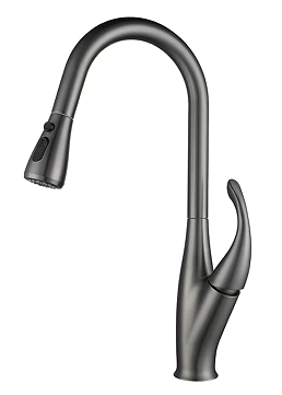 SUS304 Commercial Kitchen Faucet Deck Mounted Single Hole Pull-Down Sprayer Lead-Free Architectural Grade Ceramic Valve 43