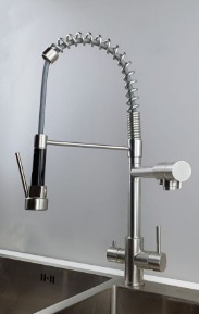 SUS304 Commercial Kitchen Faucet Deck Mounted Single Hole Pull-Down Sprayer Lead-Free Architectural Grade Ceramic Valve 44