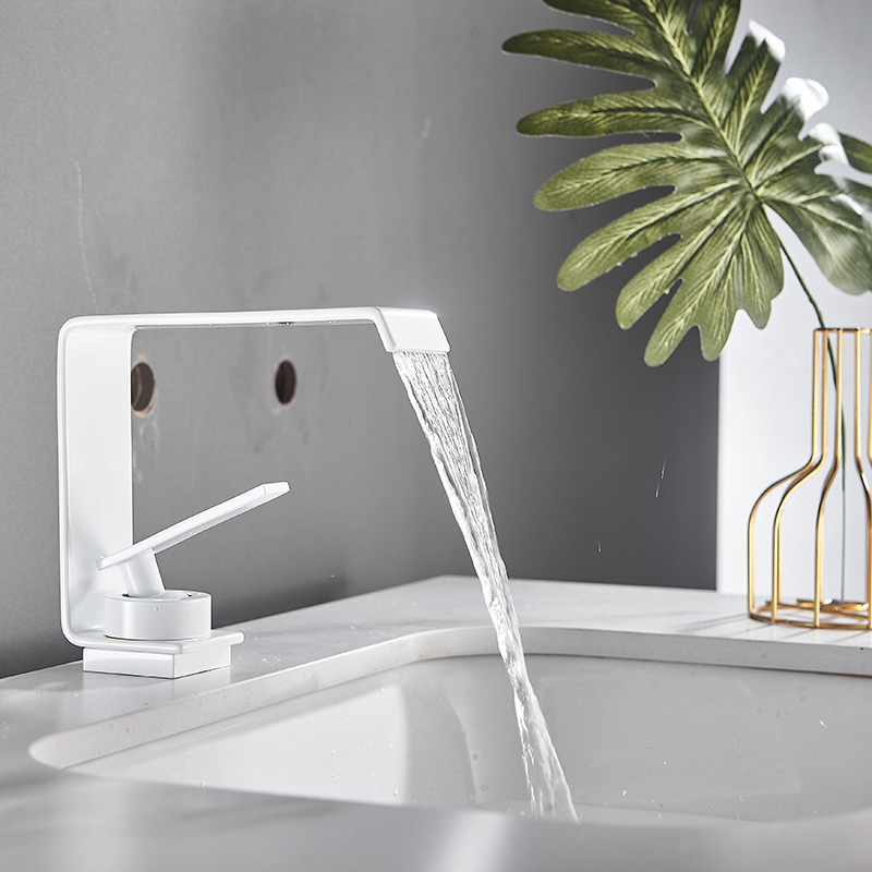 Luxury Modern Single-Handle Basin Faucet Waterfall Spout Bathroom Sink Mixer Tap Single-Handle 304ss Design