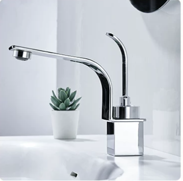 Personalized Simple Single Handle Deck Mounted Basin Faucet Ceramic Valve Core Hot/Cold Splash-proof for Bathroom Household Use