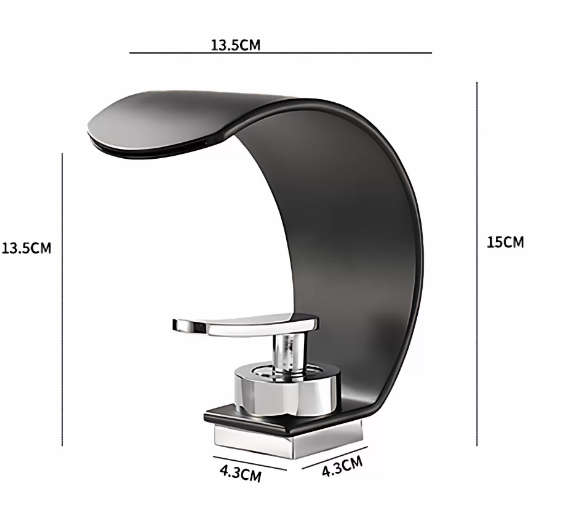 C Shape Waterfall Faucet Brass Single Handle Ceramic Cartridge Deck Mounted Hot Cold Water Modern Bathroom Design