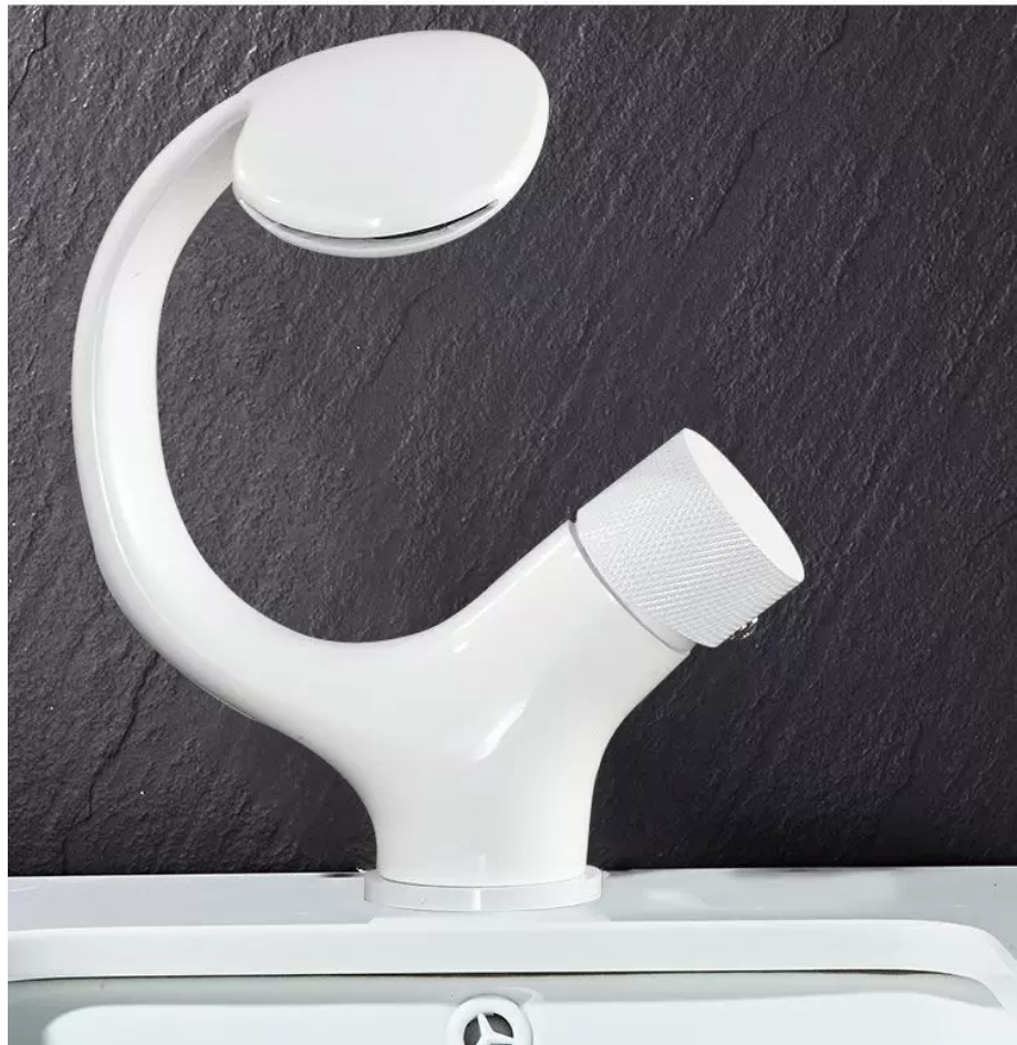 Art Waterfall Single Handle Hot Cold Ceramic Valve Core Deck Mounted Single Hole Washbasin Faucet for Bathroom Cabinet Washstand