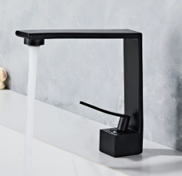 Feenice Modern Brass Single Handle Ceramic Cartridge Deck Mounted Bathroom Lavatory Faucet Black Polished