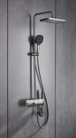 Full Brass Intelligent Thermostatic Shower Set LED Digital Display Black SPA Rainfall Bath Shower Faucet System Set