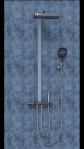 Silver Gray Minimalist Bathroom Shower Set Rain Showerhead Thermostatic Mixer Wall-mounted square Design White Showerhead
