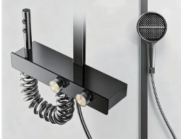 Household Storage Shower Set Bathroom Hotel Water Heater Exposed-Mount Brass Showerhead Thermostatic Faucets Slide Bar Soft Jet