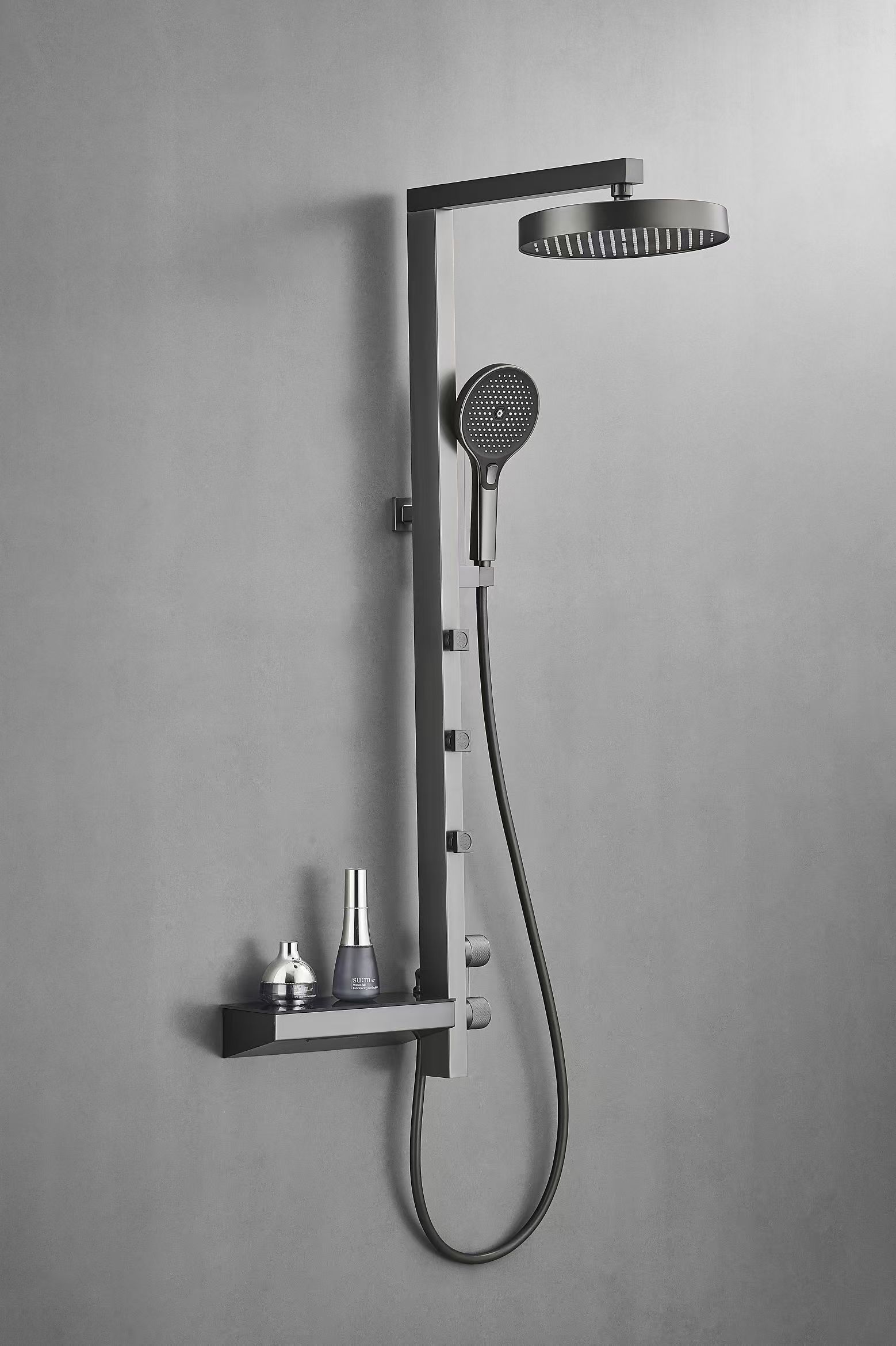 New Luxury Household Shower Set Panel Bathroom White Booster Sprayer Back SPA Rainshower Set 01