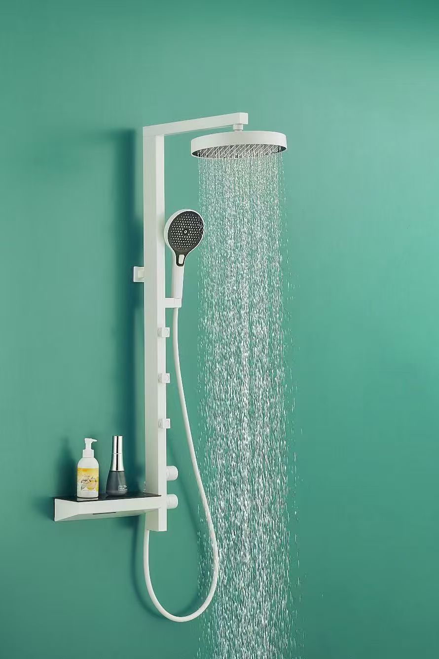 New Luxury Household Shower Set Panel Bathroom White Booster Sprayer Back SPA Rainshower Set 05