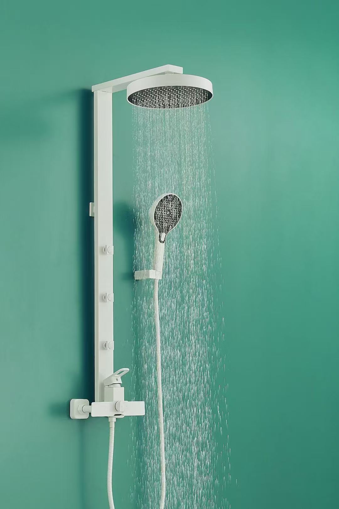 New Luxury Household Shower Set Panel Bathroom White Booster Sprayer Back SPA Rainshower Set 07